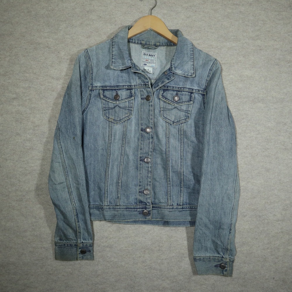 Old Navy Denim Jacket Womens Medium Blue Light Wash Cotton Trucker Jean Jacket M